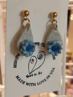 Polymer Clay and Resin Flower Earrings